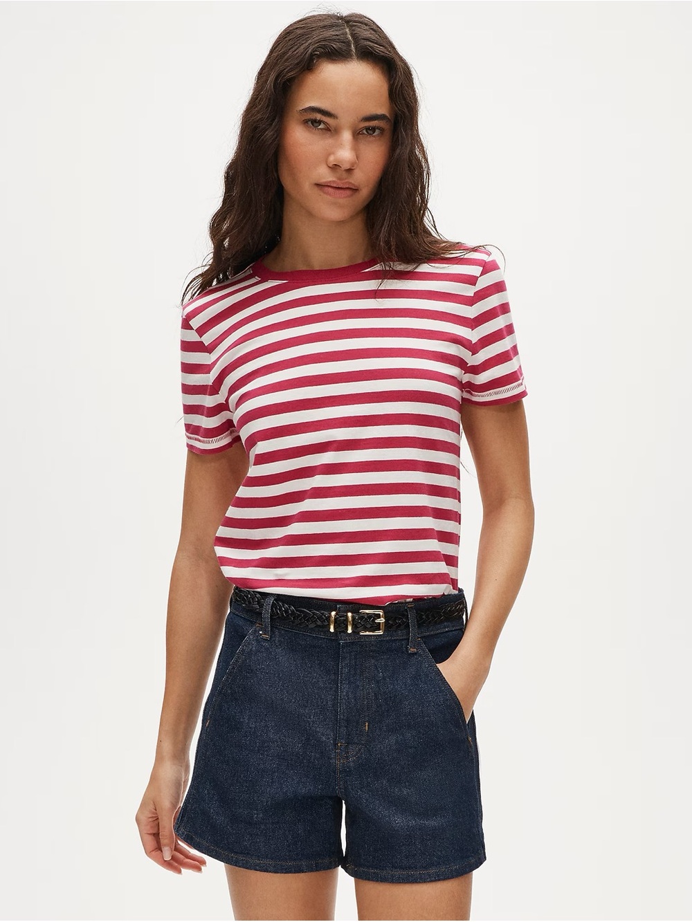 J. Crew Vintage jersey classic-fit crewneck T-shirt in stripe Size M